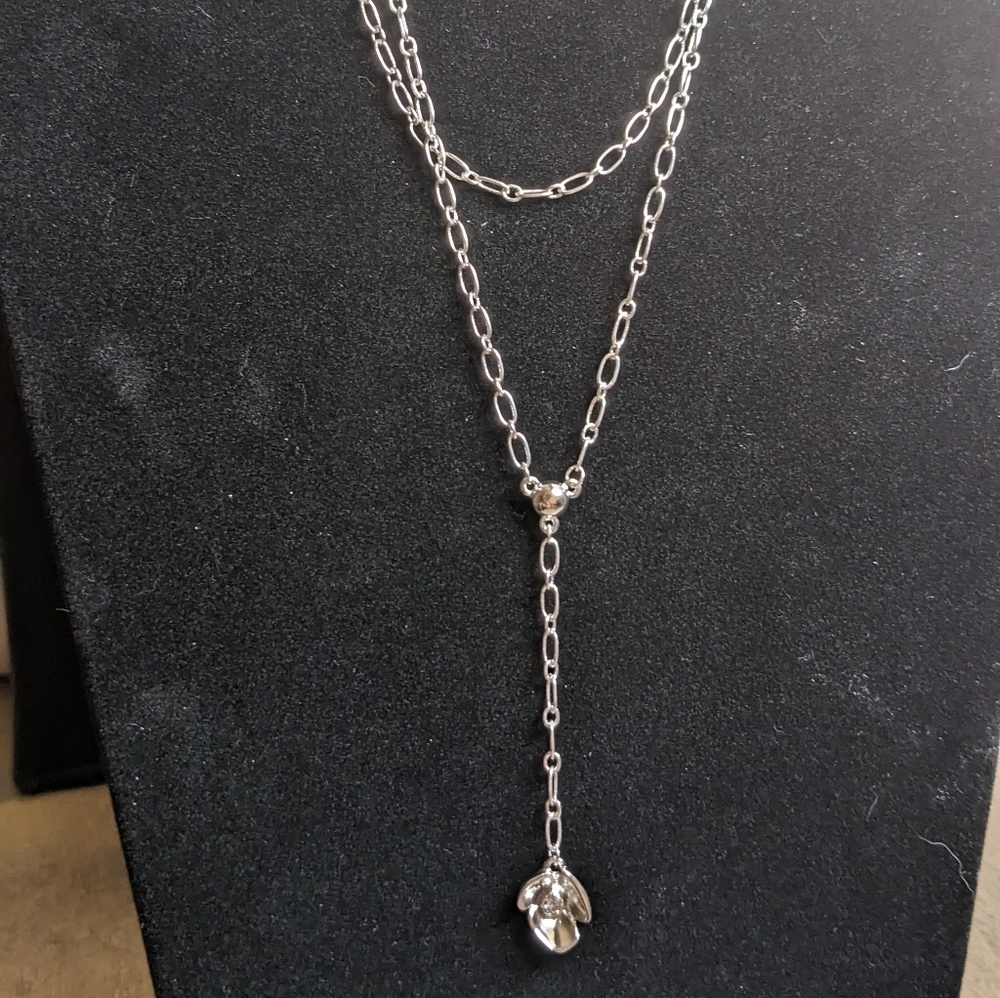 Kelly‎ & Katie Silver Tone Layered Y Flower Necklace